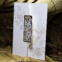 Zaproszenia ślubne T1139 Ażurowe wycięcie ze złoceniem, metalizowany papier
