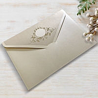 Zaproszenia ślubne F50576 Papier sztywny metalizowany z delikatną fakturę, tłoczenie, złocenie