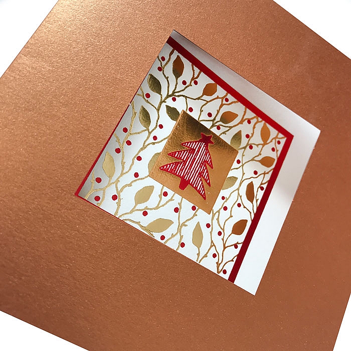 Kartka świąteczna z życzeniami Okładka w kolorze miedzianym ze złoceniami