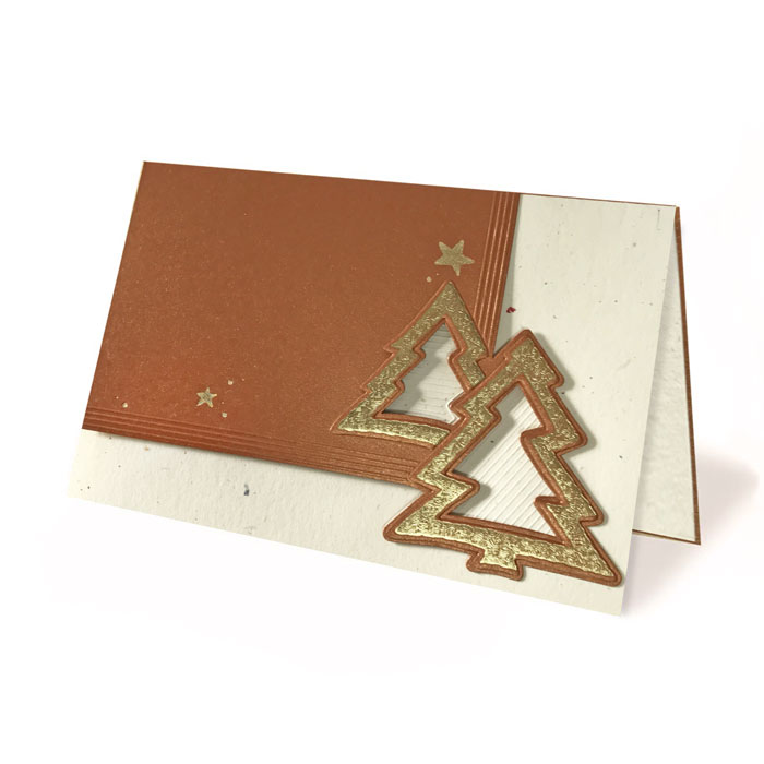 Kartki świąteczne bez nadruku Miedziany papier barwiony w masie ze złoceniem