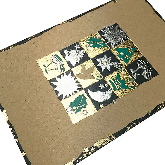 Kartka świąteczna z życzeniami H4092 Ekologiczna z papieru recyklingowego, srebrzona i złocona