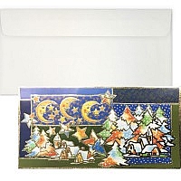 Kartka świąteczna z życzeniami H4097 Wielokolorowa okładka, złocona i tłoczona