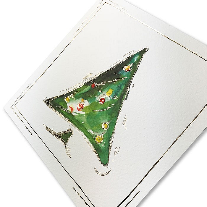 Kartka świąteczna z życzeniami H4099 Biała z nadrukiem i złoceniem na okładce