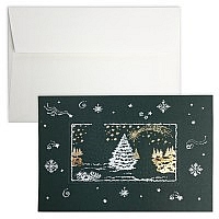 Kartka świąteczna z życzeniami Zielona uszlachetniona złotą oraz białą folią