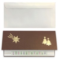 Kartka świąteczna z życzeniami Brązowa metalizowana ze złoceniami i tłoczeniami