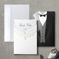 Zaproszenia ślubne F1683 Złocone, perłowe wykończenie, papier premium
