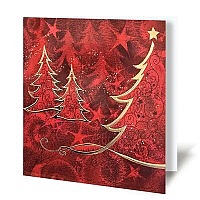 Kartka świąteczna z życzeniami Czerwona ze złoceniem i tłoczeniem