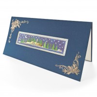 Kartki świąteczne bez nadruku H1219 Granatowa z papieru barwionego w masie ze złoceniem