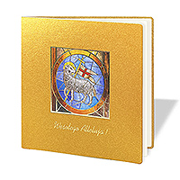 Kartki złocone, witraż biznesowo religijne W807