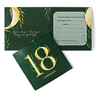 Zaproszenie na 18 urodziny Nowość, wysyłka 24h, zielone listki