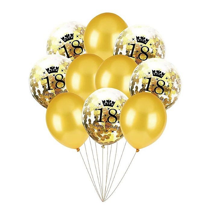 Balony na 18 urodziny   zestaw 10 balonw z konfetti