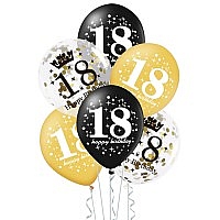 Balony na 18 urodziny zestaw 6 balonów z konfetti
