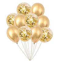 Balony zestaw 10 szt. złote konfetti na urodziny, wesele 30 cm złote