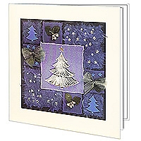 Kartka świąteczna z życzeniami H1460 Niebieski motyw świąteczny uszlachetniony złoceniem