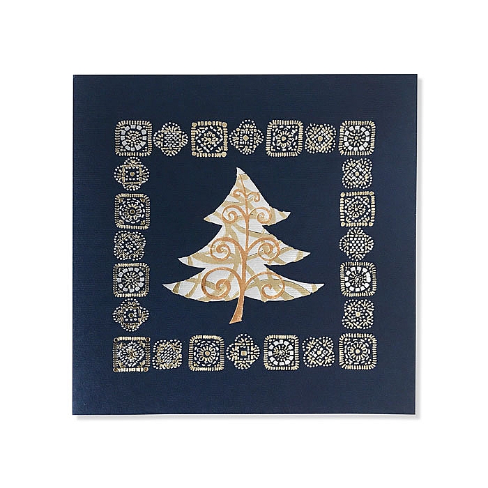 Kartki świąteczne bez nadruku Granatowa ze srebrzeniem i złoceniem