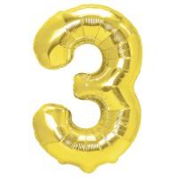 Balon foliowy złoty cyfra 3 70 cm urodziny 