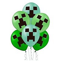 Balony 12cali zielone gamingowe 12szt MINECRAFT 