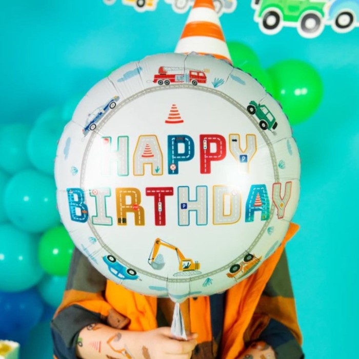 Balon foliowy na urodziny samochody koparka Happy Birthday Auta 45cm