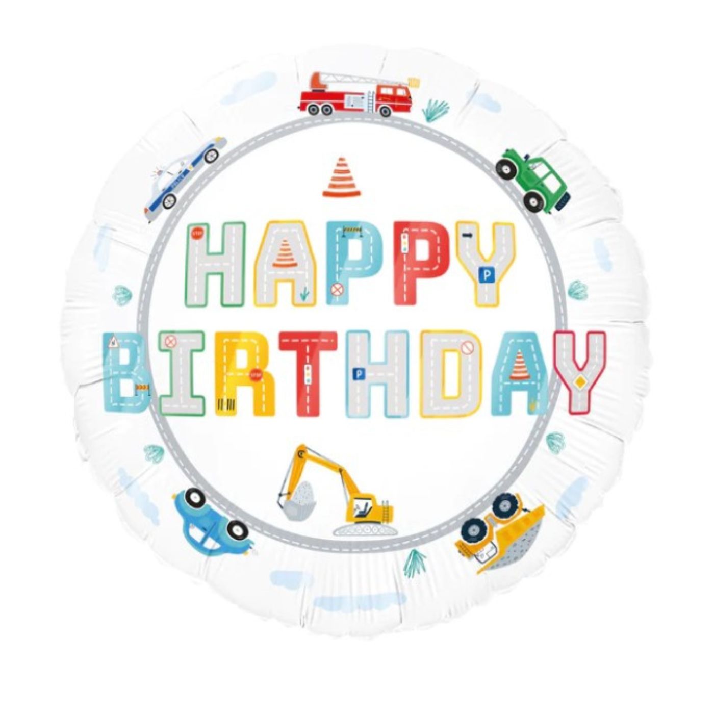 Balon foliowy na urodziny samochody koparka Happy Birthday Auta 45cm 