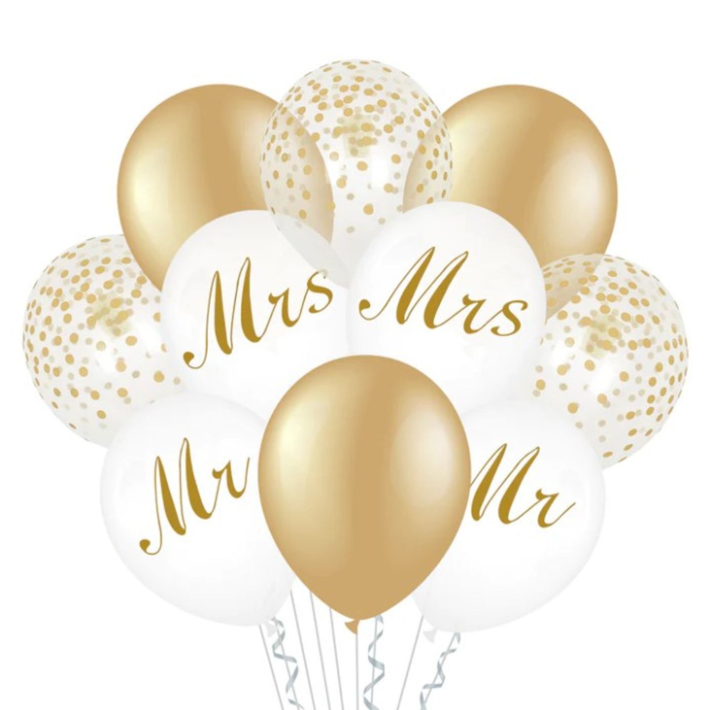 Balony na ślub wesele 12 cali złote z konfetti 10szt 