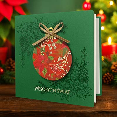 Kartka świąteczna Ozdobna aplikacja ze złoceniem