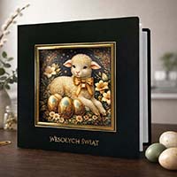 Kartka Wielkanocna Premium - Klasyczny baranek Duży format 160 na 160