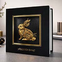 Kartka Wielkanocna - zajączek w złotej ramie Duży format 160 na 160