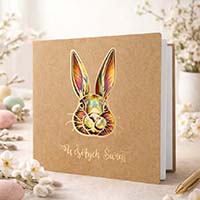 Kartka Wielkanocna EKO z Kolorowym Zającem Naturalna Odnowa w formacie 160 x 160