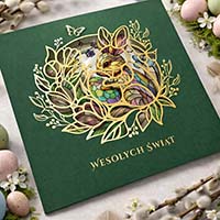 Kartka Wielkanocna Elegancka Kartka z Ażurowym Motywem Zająca