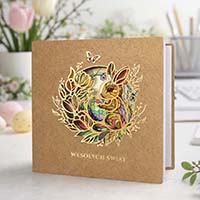 Kartka Wielkanocna Ekologiczna Kartka Biznesowa z Ażurowym Motywem Zająca