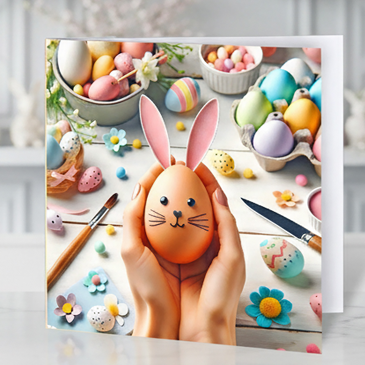 Kartka Wielkanocna z Kolorową Grafiką Zestaw 5 szt z życzeniami + wkładki do wypisania gratis!