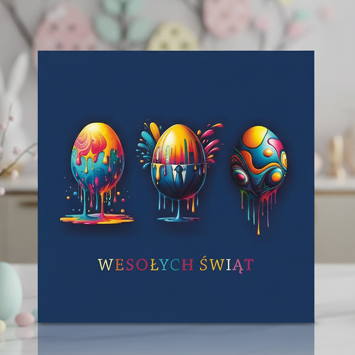 Kartka Wielkanocna z Artystyczną Grafiką Zestaw 5 szt z życzeniami + wkładki do wypisania gratis!