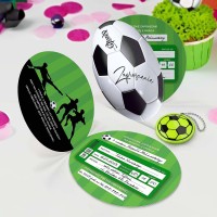 Zaproszenie na Urodziny, Gotowe do Wypisu Gol! Zaproszenie w Kształcie Piłki Nożnej, Futbol + Gratis breloczek, gadżet