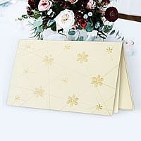 Zaproszenia ślubne F1063 Papier matowy, kwiatki wycinane laserowo, złocenie