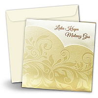 Zaproszenia ślubne F1111e Papier metalizowany, kieszonka z ornamentem uszlachetnionym perłową folią