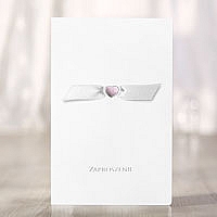 Zaproszenia ślubne F1279tb Papier barwiony w masie, srebrzone serduszko
