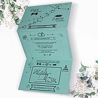 Zaproszenia ślubne F1340tt Papier matowy barwiony w masie, w formie harmonijki