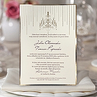 Zaproszenia ślubne F1419 Jednokartkowe, fakturowany papier, dekoracja prawdziwe złocenie