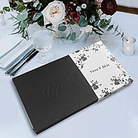 Zaproszenia ślubne Kyoto W pudełku, papier metalizowany, czarne gałązki