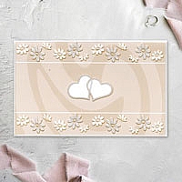 Zaproszenia ślubne S150025 Tłoczone, perłowe kwiaty, dopasowana koperta