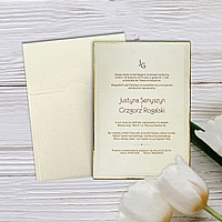 Zaproszenia ślubne F3687 Sztywna podkładka ze złotym brzegiem, tłoczenie, papier metalizowany