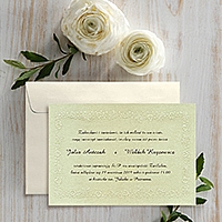 Zaproszenia ślubne C051080 Jednokartkowe, tłoczona ramka, papier barwiony w masie
