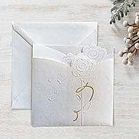 Zaproszenia ślubne C051153 Wysokiej jakości papier ozdoby, metalizowana kieszonka, złocenie, tłoczenie