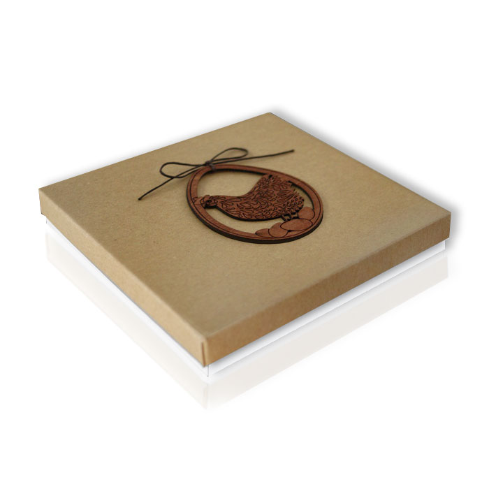 Pudełko eco, drewniana aplikacja Kartka prezent